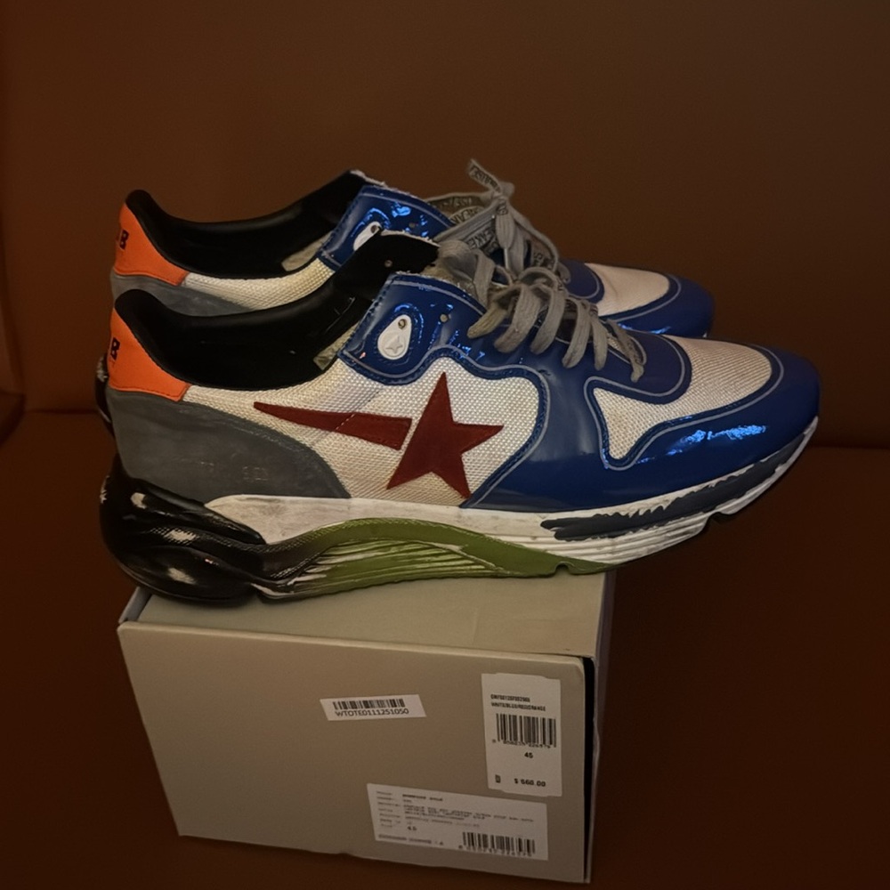 Golden Goose Blue and Red Star Sneakers - Picture 2 of 9